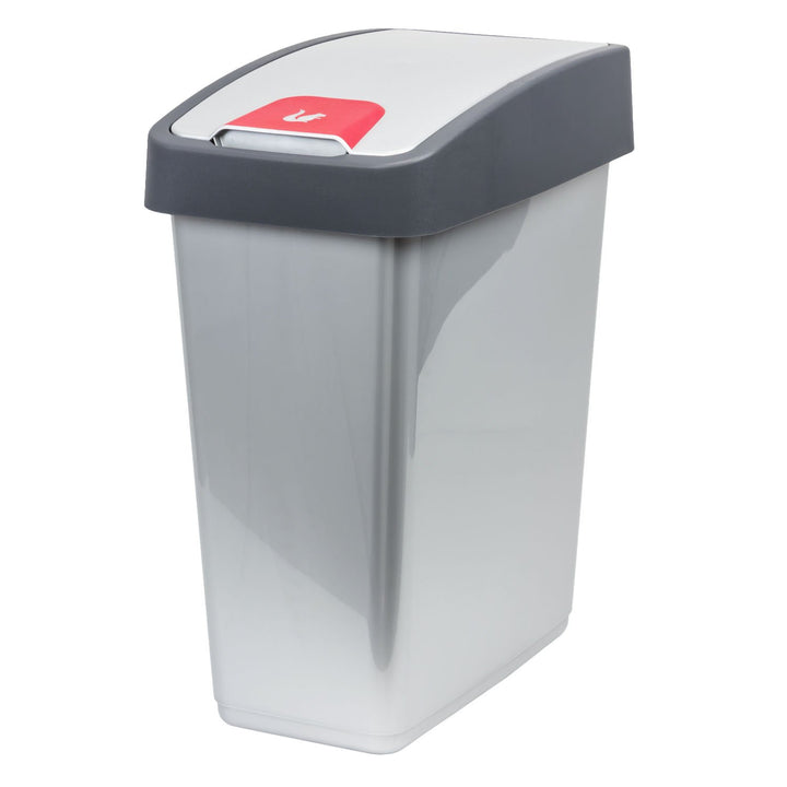 keeeper Premium Abfallbehälter mit Flip-Deckel, Soft Touch, 45 l, Magne, Silber 45 Litres (pour sacs