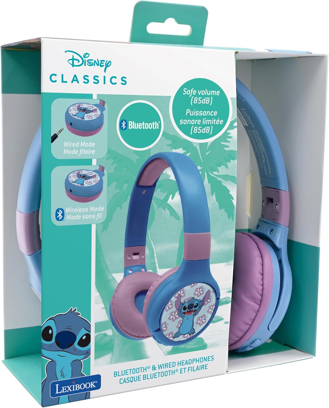 Lexibook - Disney Stitch - 2-in-1 Bluetooth- und kabelgebundene Kopfhörer mit Mikrofon und Steuerung