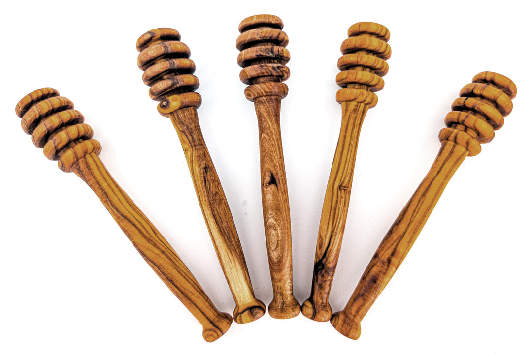 EMNA – 5er Set Honiglöffel aus Olivenholz ca. 13 cm | Handgefertigte Honigheber Holz | Nachhaltig an