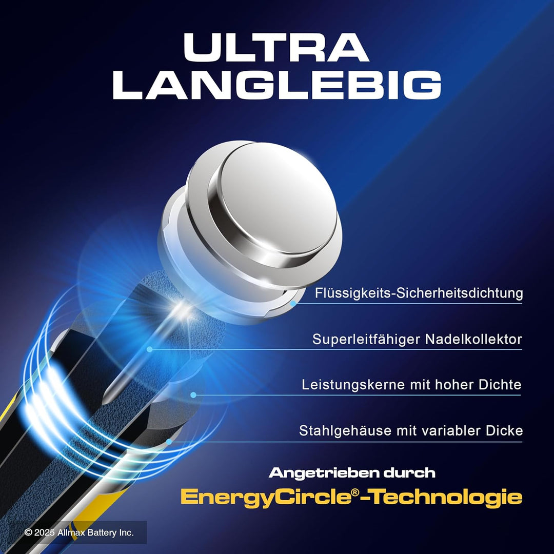 Allmax AA Maximum Power Alkaline Double A Batterien (48 Stück) - Ultra-Langlebigkeit, 10 Jahre Haltb