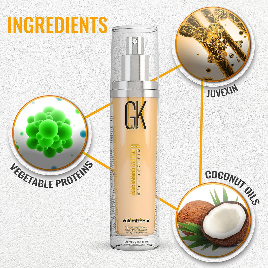 GK HAIR Global Keratin Volumizeher Spray (100ml/ 3.4 Fl Oz) Haarverdickungsspray für Frauen und Männ