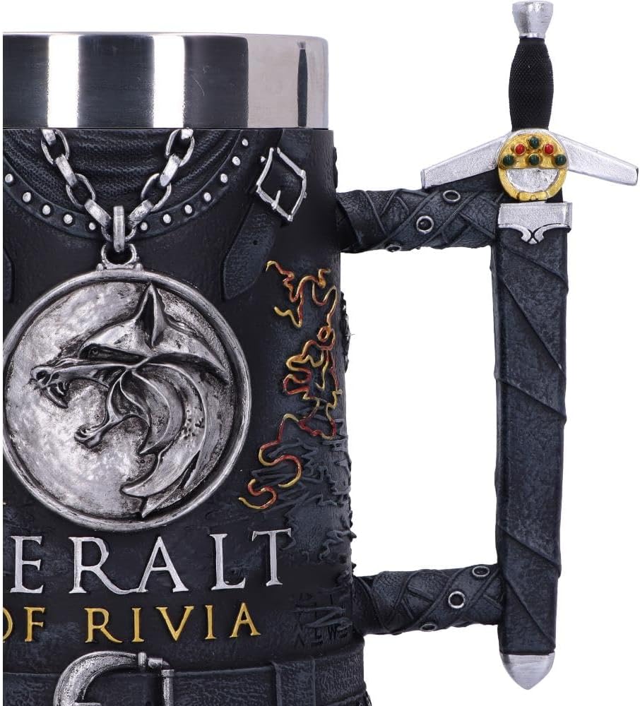 Nemesis Now Bierkrug The Witcher Geralt of Rivia, offizielles Lizenzprodukt, 15,5 cm, Schwarz, B5970