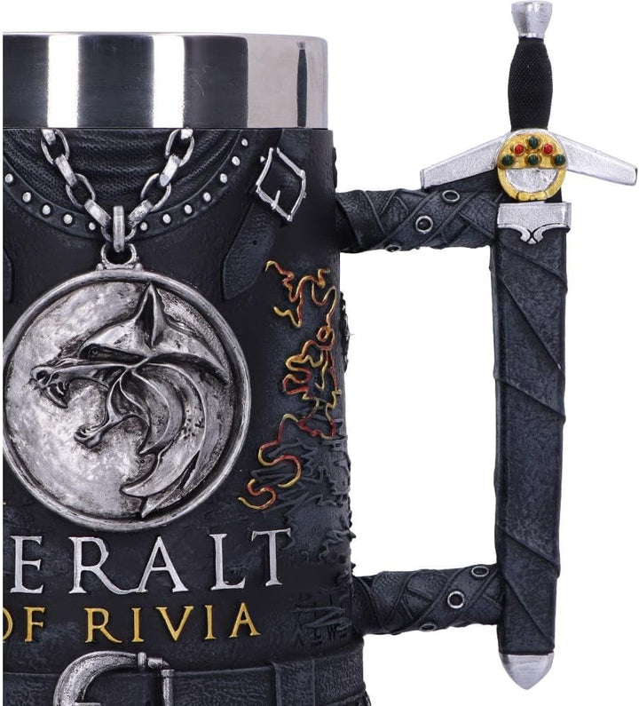 Nemesis Now Bierkrug The Witcher Geralt of Rivia, offizielles Lizenzprodukt, 15,5 cm, Schwarz, B5970