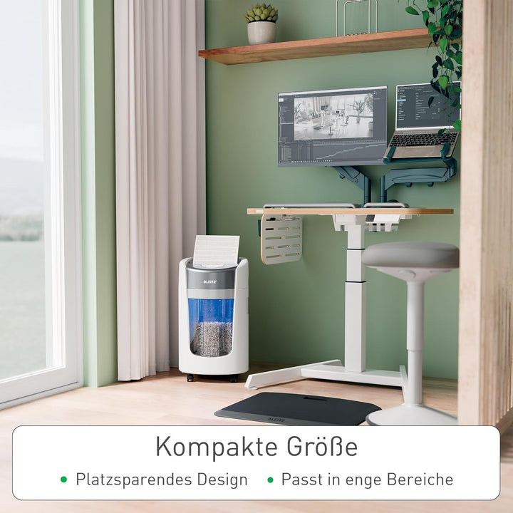 Leitz IQ Optimax Home Office 225 P5 Aktenvernichter, Mikroschnitt, Bis 6 Blatt 80 g/m², 45 Prozent m
