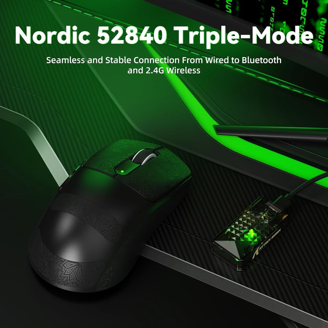 ATTACK SHARK V5 Kabellose Gaming Maus 53g, 20000 FPS, Optische Schalter, PAW3950MAX 42K DPI Sensor,