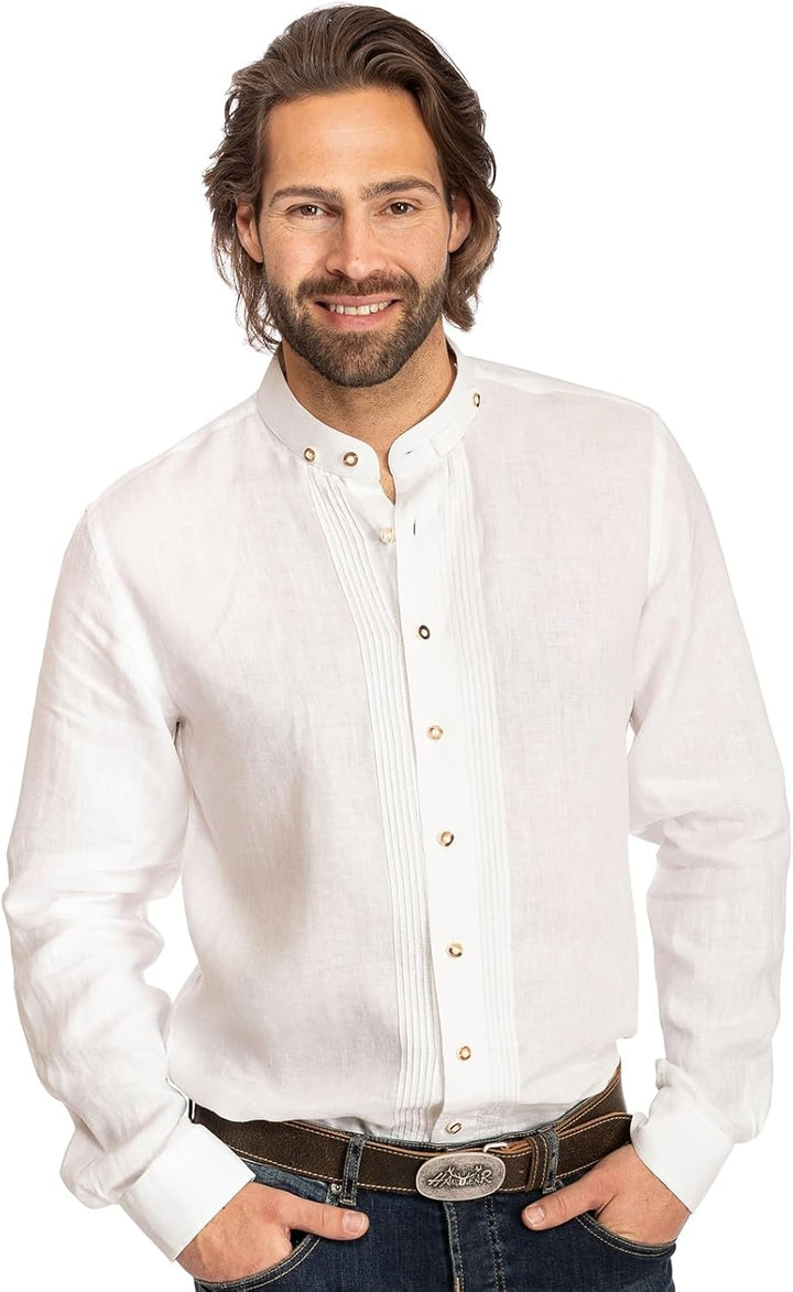 Almsach Herren Stehkragenhemd 175LI L Weiss, L Weiss