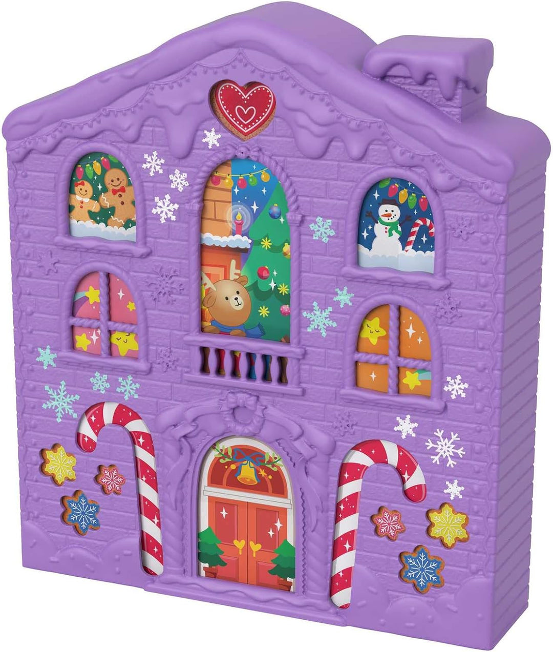 Polly Pocket Adventskalender, Winterhaus-Design, 4 Etagen mit 8 Zimmern, 25 Überraschungen zu entdec