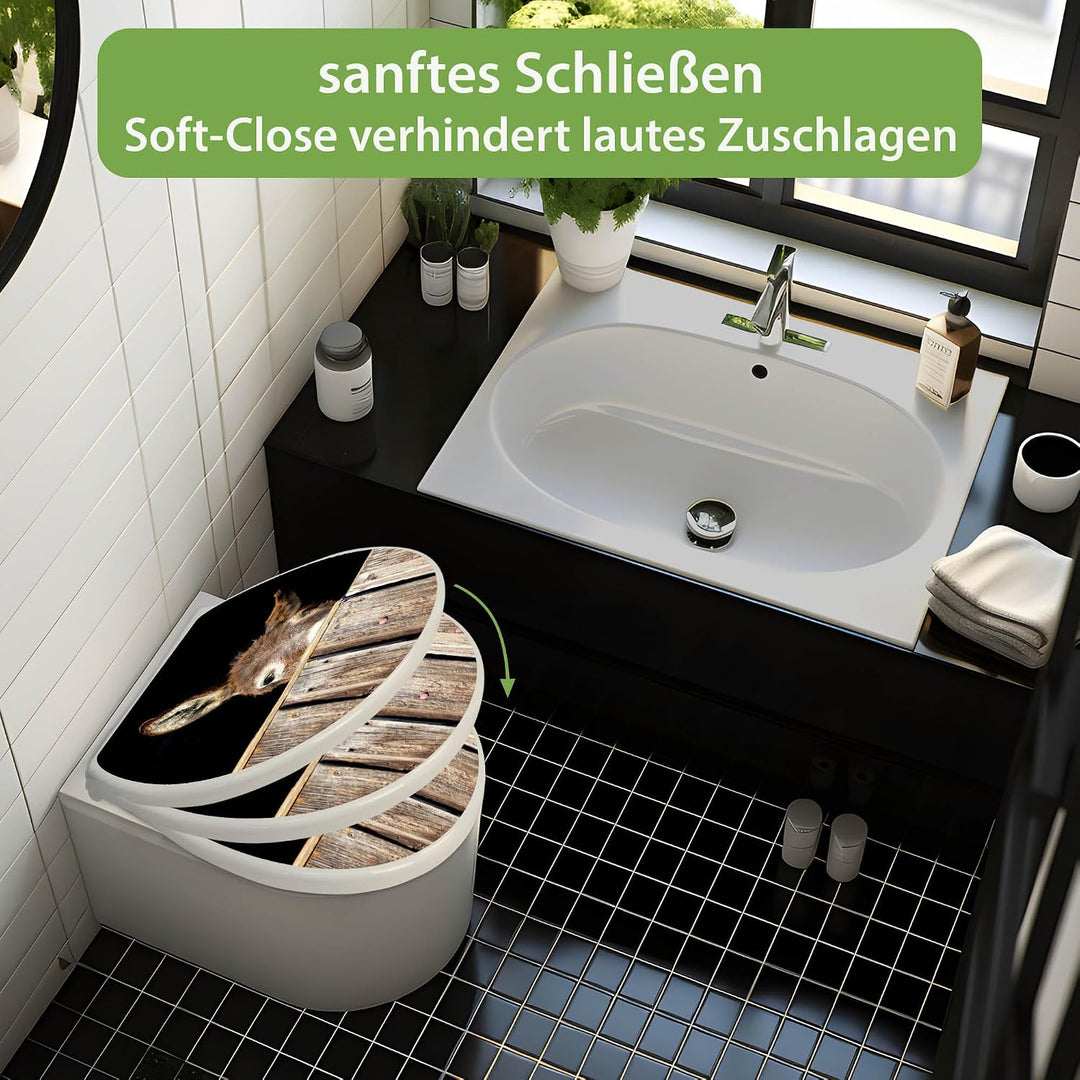 banjado Toilettendeckel mit Absenkautomatik 44,5x37cm - Soft Close Toilettensitz - WC Sitz mit Absen