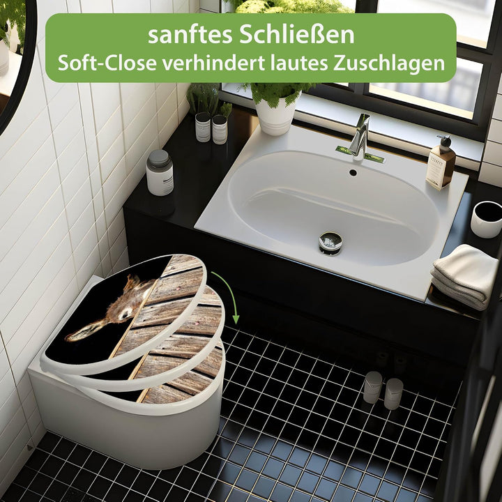 banjado Toilettendeckel mit Absenkautomatik 44,5x37cm - Soft Close Toilettensitz - WC Sitz mit Absen