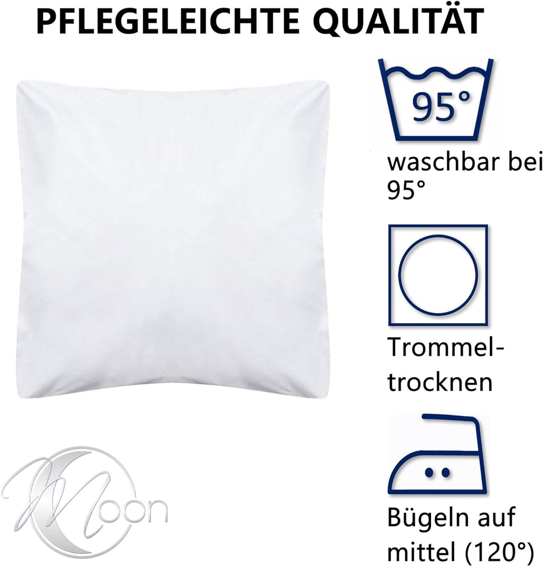 Moon - 2er Pack Hotelbettwäsche Linon aus 100% Baumwolle - Bettwäsche ca. 155x220 / 80x80 cm - mit H