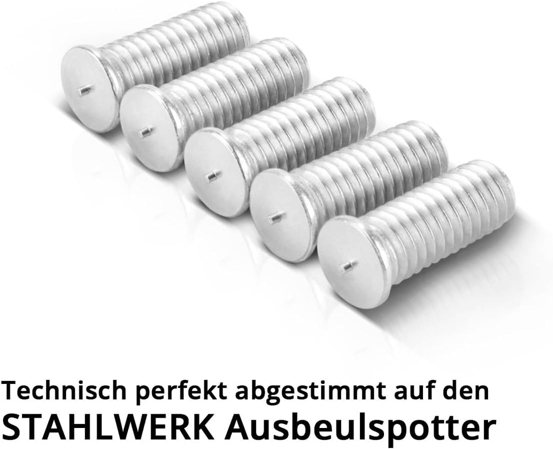 STAHLWERK 2 x Aluminium Schweissbolzen M6 Gewinde 100er Set, Smart Repair Zubehör für Ausbeulspotter