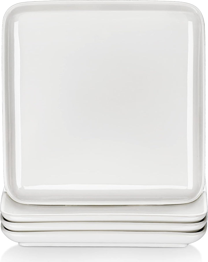 MALACASA, Serie Ivy, 4 teilig Set Porzellan Flachteller Speiseteller Essteller 25,8 X 25,8 X 3 cm fü