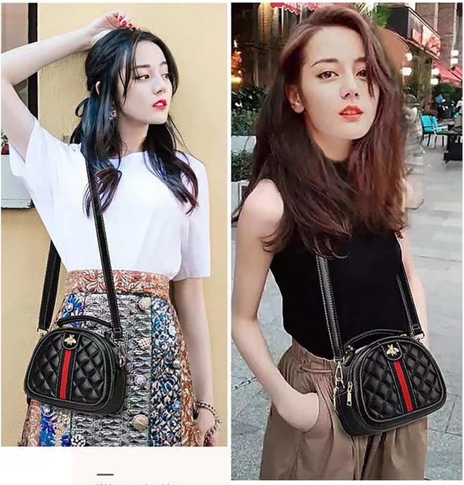 Beatfull Designer Bee Crossbody Bags for Women Leather Quilted Shoulder Purse Small Top Handle Handb