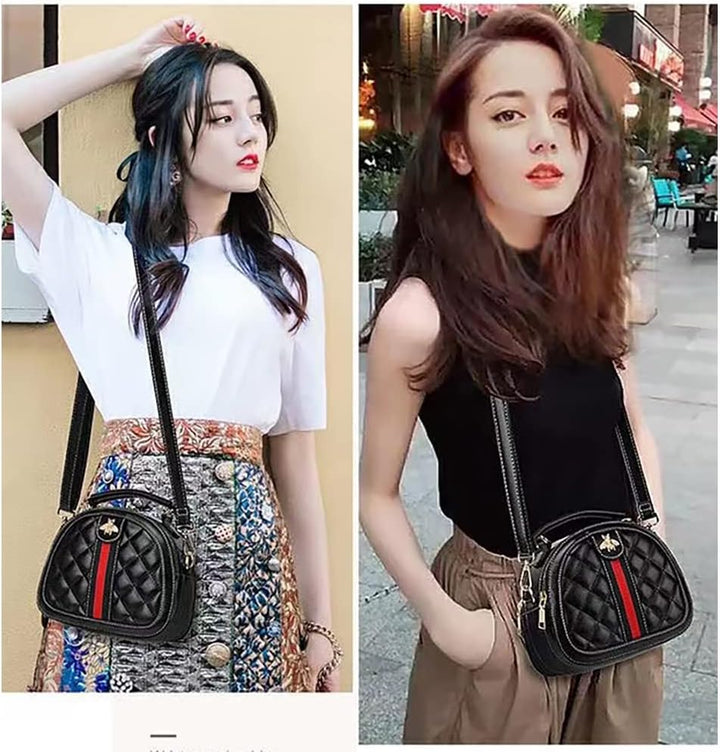 Beatfull Designer Bee Crossbody Bags for Women Leather Quilted Shoulder Purse Small Top Handle Handb