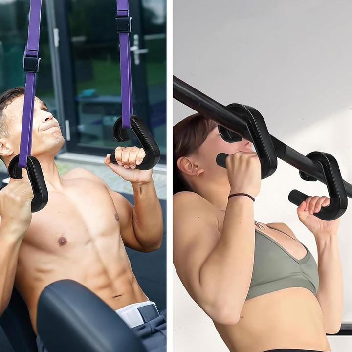 2 Stück Klimmzug Griffe Haken, D Griff Fitness Neutral Grip Griffbefestigung für Klimmzugstangen/Rüc