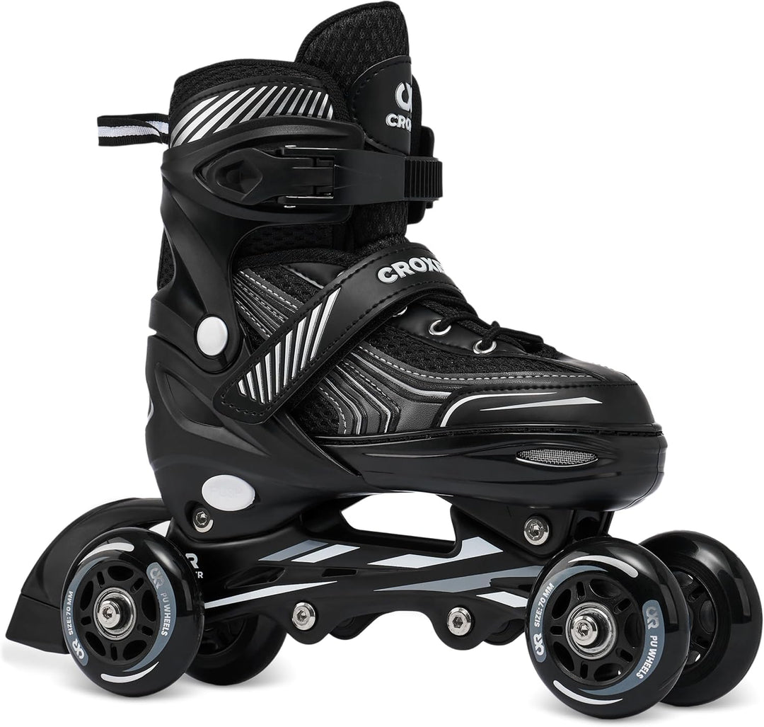 4in1 Croxer Inlineskates/Triskates/Rollschuhe/Schlittschuhe 39-42(24cm-26,5cm) Schwarz, 39-42(24cm-2