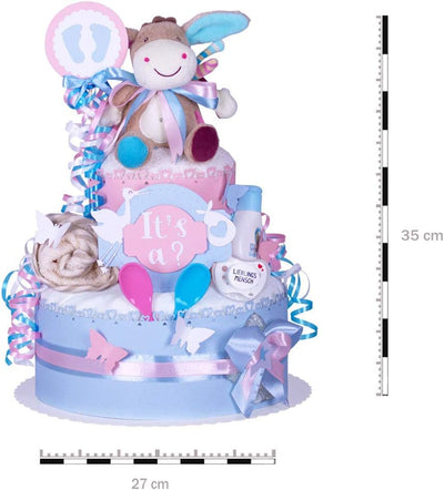 MomsStory - Windeltorte neutral | Windelgeschenk Esel | Baby-Geschenk zur Geburt Taufe Babyshower |