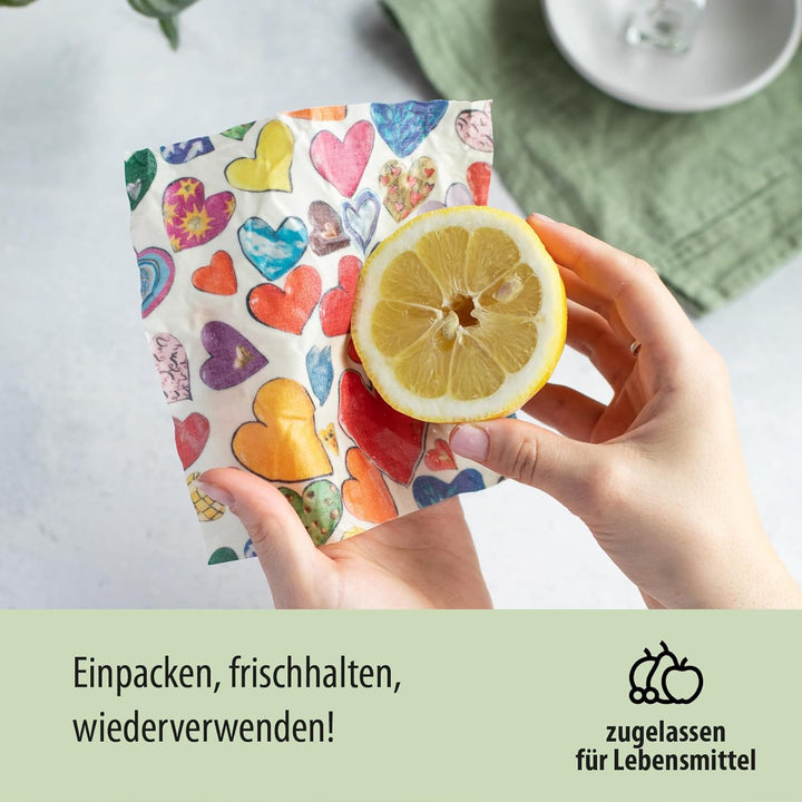little bee fresh Bio-Bienenwachstücher Starter-Set "S/M/L" aus Deutschland - hält Lebensmittel natür
