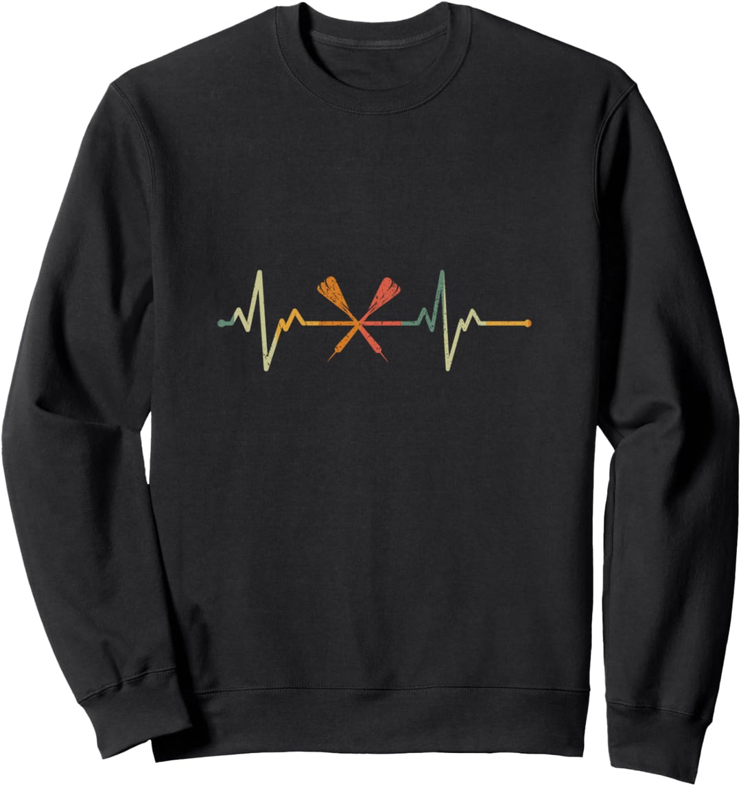 Vintage Dartsspieler Geschenk Herzschlag Dart Darts Sweatshirt