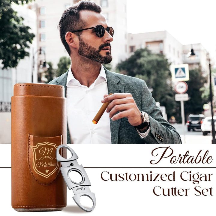 Personalisierte Zigarrenetui, Zigarrenetui mit Cutter, Groomsmen Vorschlag Geschenke, bester Mann Ge
