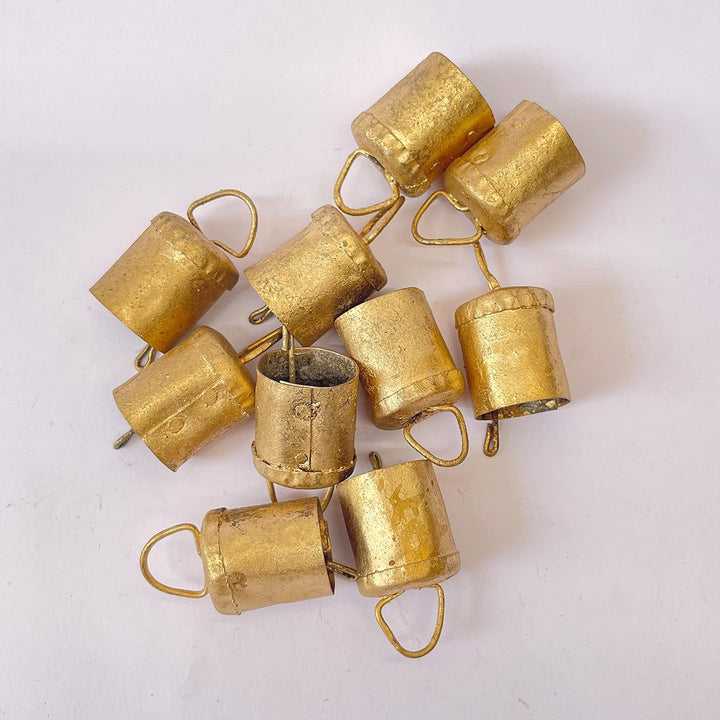 10 Stück Vintage Weihnachtsglocke zur Dekoration - Rustikale hängende Zylinderglocken zum Basteln, H