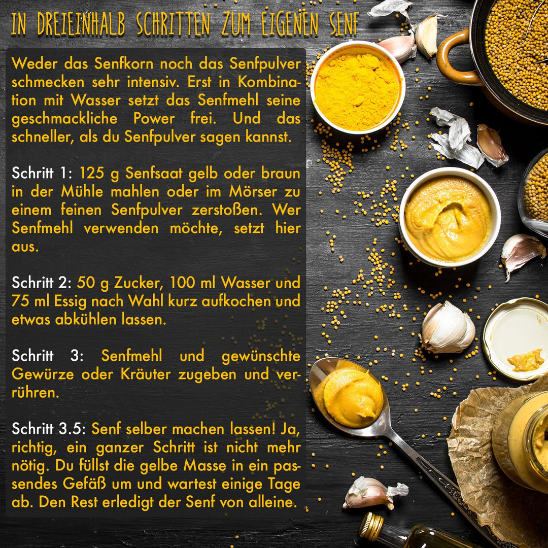 BIO Senfmehl (1kg) Senfsaat gelb gemahlen, teilentölt zur Senfherstellung Senfpulver vom-Achterhof 1