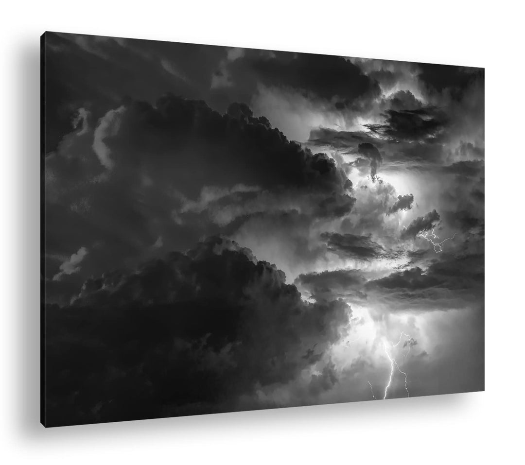deyoli gewaltiges Gewitter Format: 80x60 Effekt: Schwarz&Weiss als Leinwandbild, Motiv fertig gerahm