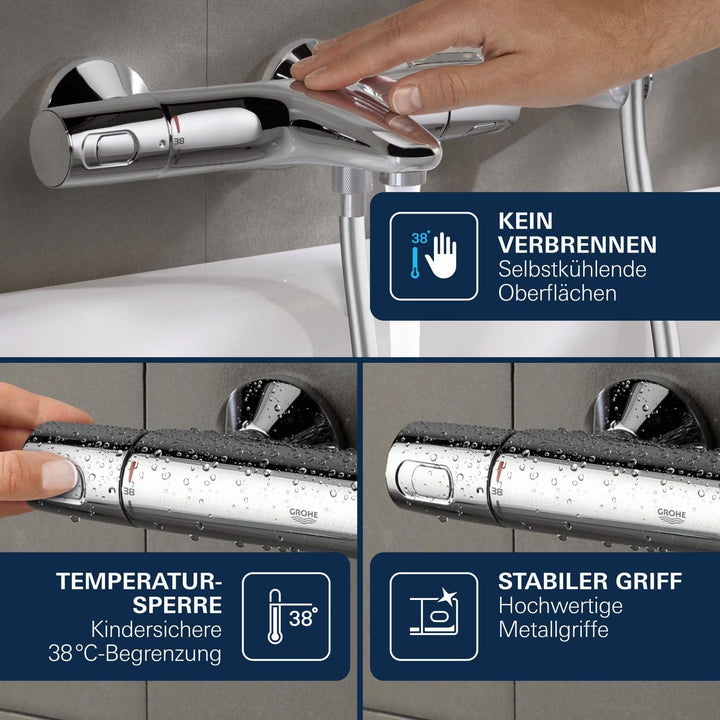 GROHE Precision Trend New - Thermostat-Brausebatterie (wassersparend, für die Wandmontage, langlebig