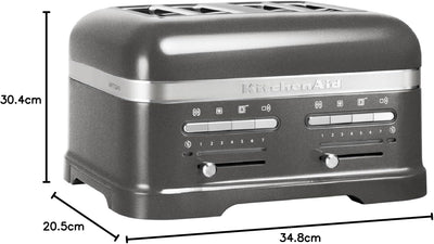 KitchenAid 5KMT4205EMS Artisan 4-Scheiben-Toaster Silver, 2500, Aluminium, Medallion