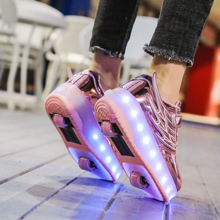 Kinderroller mit LED Licht | Automatisch Einziehbar & Abnehmbare Vorderreifen | Outdoor-Spiel-Schuhe