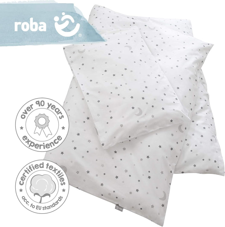 roba Kinderbettwäsche 100 x 135 cm Sternenzauber grau - Bettwäsche Set für Mädchen & Jungen - Decken