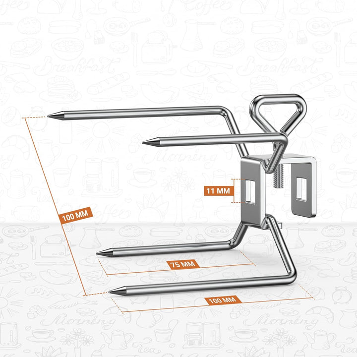 Onlyfire BRF-6102 Edelstahl Rotisserie Fleischklammer Fleischnadel, für 10MM und 8MM quadratischen D