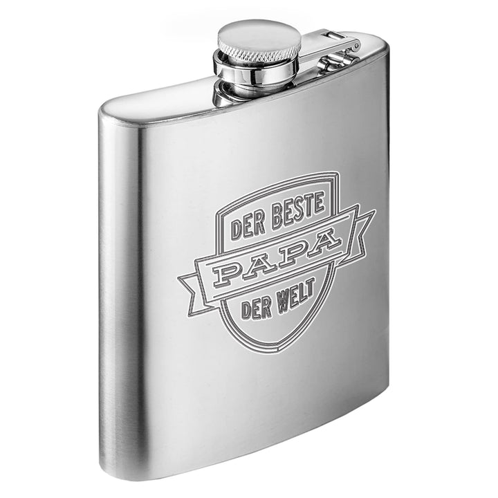 Flachmann mit Gravur für Papa, Vatertagsgeschenk, Edelstahl-Flachmann für den besten Vater, Geschenk