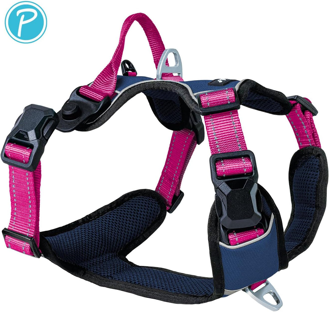 Petlando Hundegeschirr Magnetech– Innovative Magnetschnalle, mit Griff, Zwei D-Ringe, reflektierend,