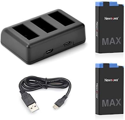 Newmowa Ersatz akku (2-Pack) und 3-Kanal tragbar USB Ladegerät für MAX