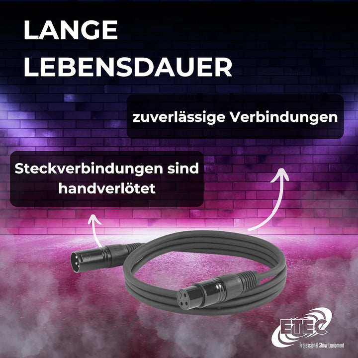 ETEC, XLR-Kabel, Mikrofon-Kabel, Stecker auf Buchse, XLR-Verbindungs-Kabel, schwarz, 20,0 m 20,0 m S