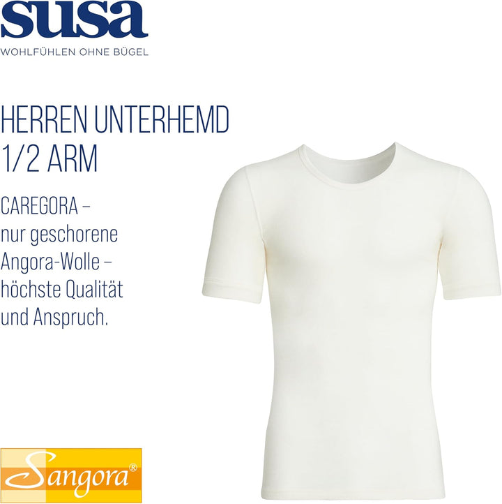 Susa Herren Angora Unterhemd S8050090 Thermounterwäsche - Oberteil L Wollweiss, L Wollweiß