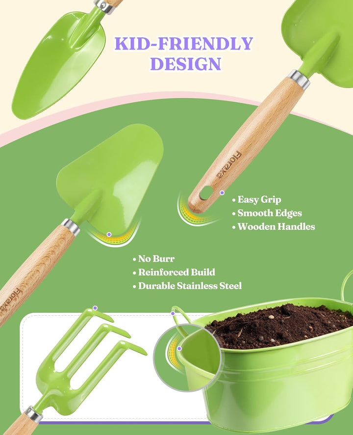 Ultimate Kinder-Gartenset, kindersicheres und Robustes Gartengeräte-Set für Spass im Freien, Freude
