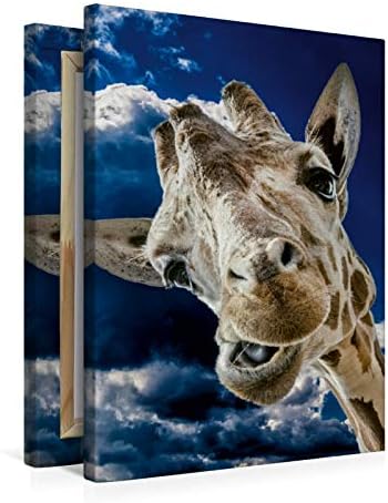 Premium Textil-Leinwand 50 x 75 cm Hoch-Format Giraffe | Wandbild, HD-Bild auf Keilrahmen, Fertigbil