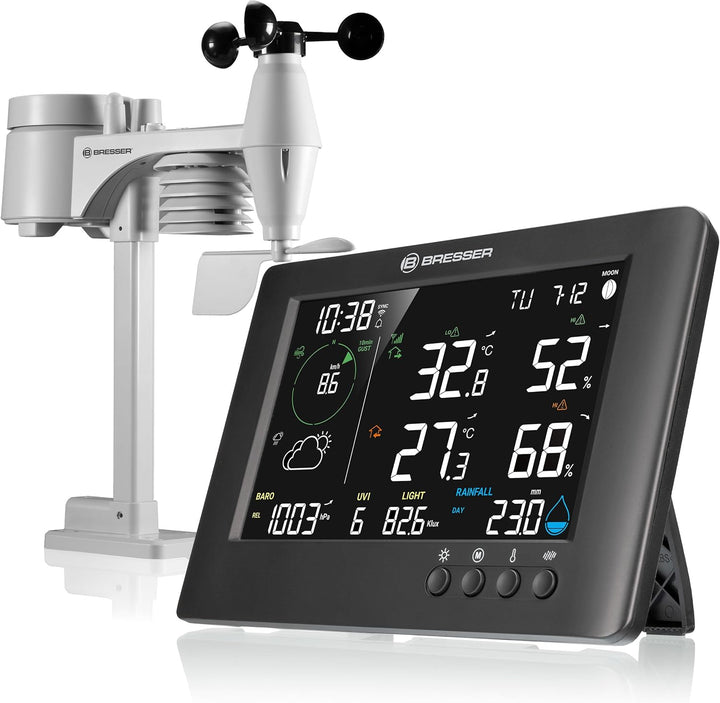 Bresser WLAN 7-in-1 Wetterstation TB: Umfangreiche Daten, Grafik-Prognose, Multi-Sensor, Innenklima-
