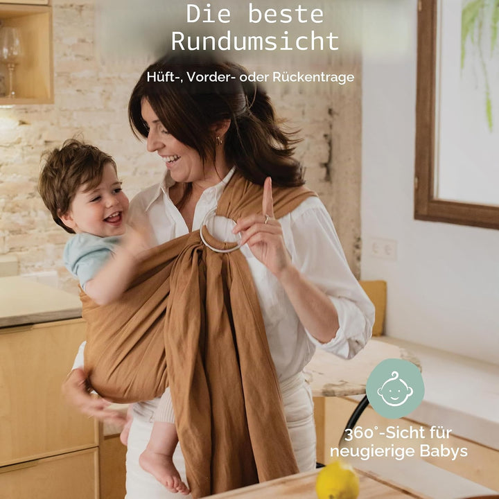 Boba Ringschlinge Babytrage – Neugeborene bis Kleinkinder, leicht und atmungsaktiv, hüftgesund, Vord
