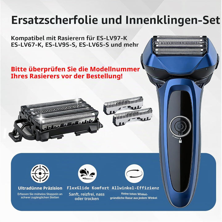 Ersatz-Schermesser WES9032P kompatibel mit Panasonic Arc 5 Rasierern mit 5 Klingen: ES-LV97-K, ES-LV