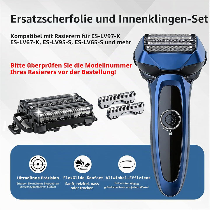 Ersatz-Schermesser WES9032P kompatibel mit Panasonic Arc 5 Rasierern mit 5 Klingen: ES-LV97-K, ES-LV