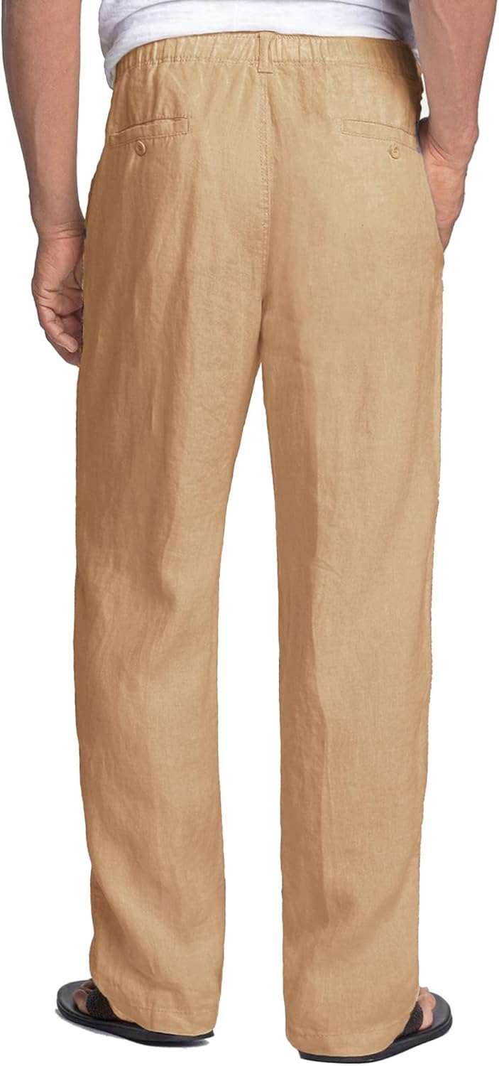 COOFANDY Herren Leinenhose mit Kordelzug Loose Sommerhose Leichte Freizeithose Einfarbig Hose für Mä