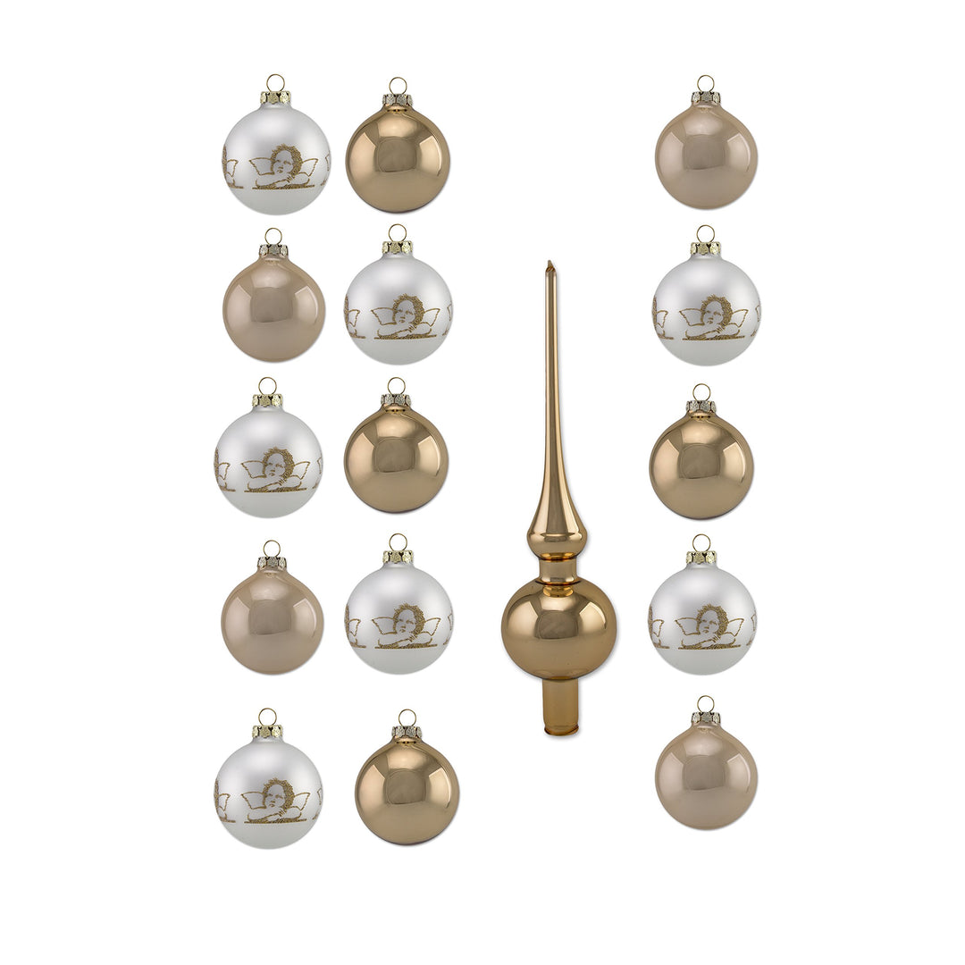 Thüringer Glas Design Christbaumschmuck, Diamonds, 16-Teilig Uni, Deko, Spitze, Diamonds