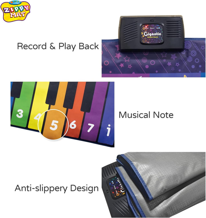 Klaviermatte für Kinder, riesige musikalische Keyboard-Bodenspielmatte, 8 Instrumente, inkl. Liederb