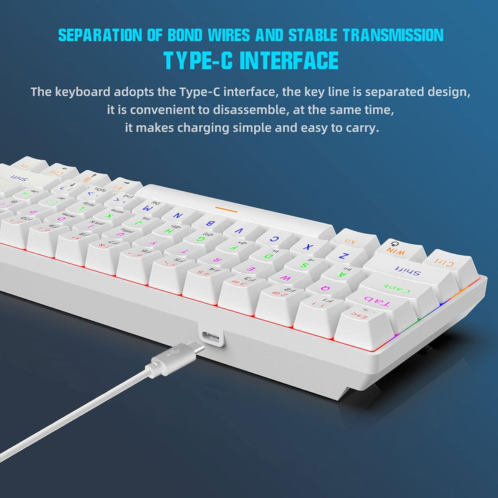 Snpurdiri 60% kabelgebundene Mechanische Gaming Tastatur, Anti-Ghosting 61 Tasten, RGB-Hintergrundbe