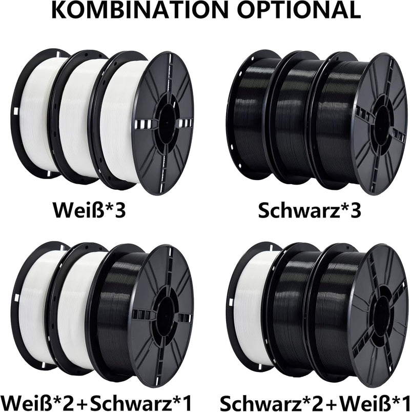 iBOSS PLA+ Filament 1.75mm Schwarz，PLA Plus 3D Druck Filament 3kg Reel PLA+ Filament Tolerance Accur