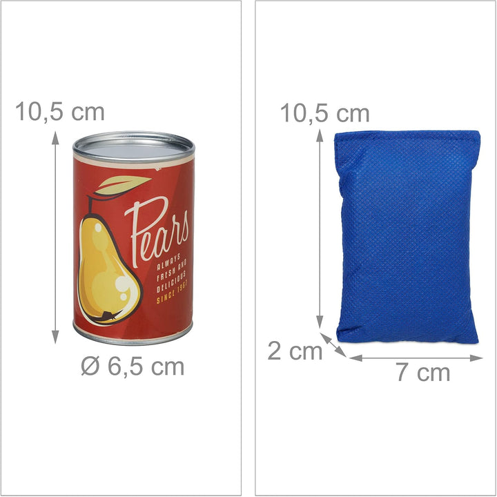 Relaxdays Dosenwerfen für Kinder, Büchsenwerfen Garten, 10 Blechdosen & 3 Säcke, Wurfspiel für Kinde