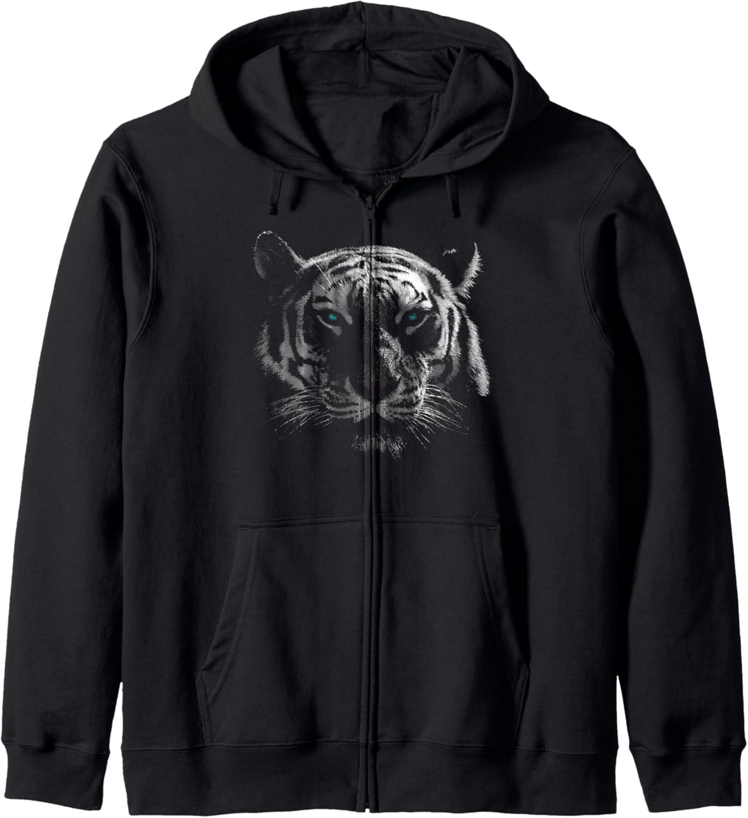 Tiger Artwork | Weisser Schwarz, Blauäugiger weisser Tiger Kapuzenjacke